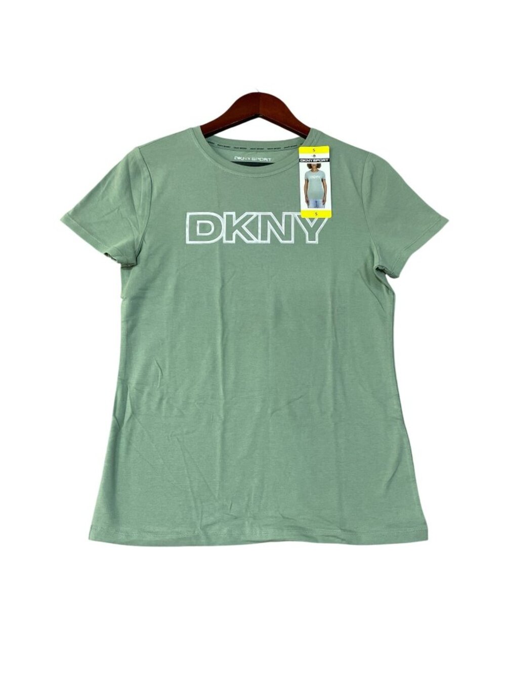 NWT DKNY Sport Women's T-Shirt S Green Short Sleeve Logo Crewneck